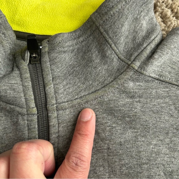 Eddie Bauer Men's Sweater Large Gray/Green Y2K Full Zip Fleece Polyester Jacket - Picture 3 of 10